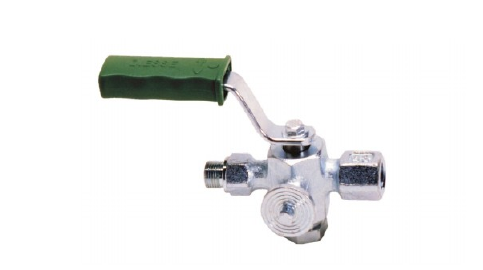 Rubinetto porta manometro a maschio, corpo acciaio carbonio A105 zincato PN40, attacco filettato gas MF 1/2, flangetta di controllo 
Mod. DS PM18