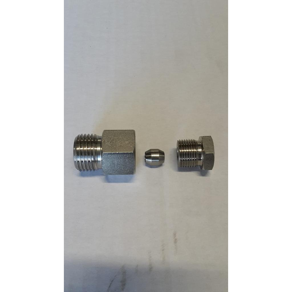 Raccordo Scorrevole Inox Aisi 316 - Attacco Gas Maschio 1/2" x diam. 8 - PT100 - Cod.RASCO8AI12-SEI. 