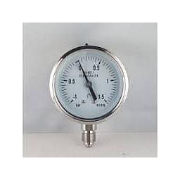 Manovuotometro cassa inox diam. 63 mm - attacco radiale da 1/4" Gas Maschio inox - Campo -1 / +3 Bar - Quadrante a bagno di Glicerina