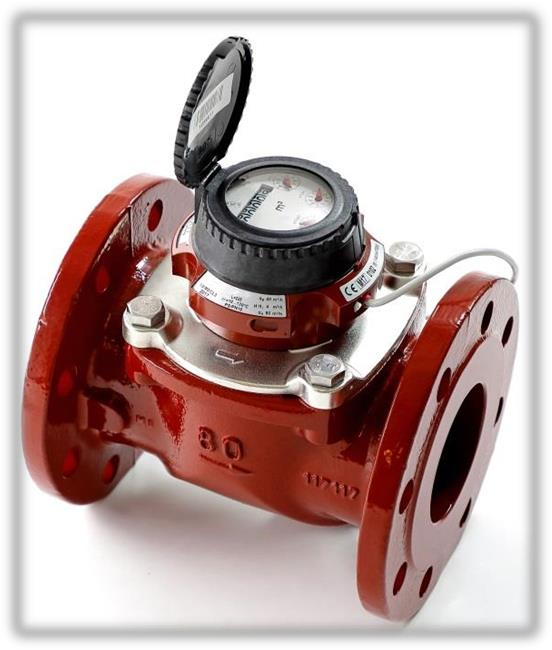 CONTATORE ASSIALE WOLTMANN ACQUA A 130°- HR25 DN125 , PORTATA NORMALE 100MC/H , L.250 , REED WP ANON. 1P=100L MI-004 - MID -Cod.1.WHSE125.0FS7 