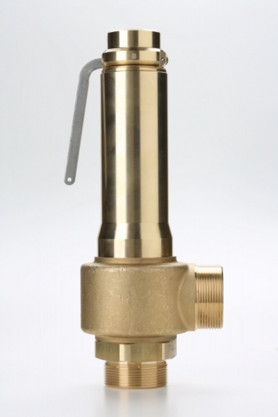 Valvola di sicurezza Nuova General Instruments mod. G14/L - Brass - Connessioni 3/4" ISO 228 - Gas Maschio in ingresso - 1" ISO 228 Gas Maschio in uscita - Tenuta VITON (-20/+200°C) - Fluidi: V - Collaudo: PED + CE IV 