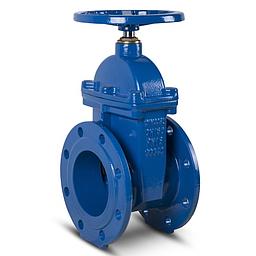 Saracinesca corpo piatto a cuneo gommato - PN16 DN125 - Figura EURO 11 - Costruzione in ghisa sferoidale EN-GJS-400-15, corpo piatto a vite interna, tenuta o-ring, cuneo rivestito in gomma EPDM - 0011EK12503