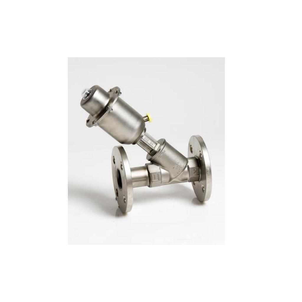 Valvola Pneumatica On-Off a flusso libero - Corpo microfuso inox aisi 316L PN40 - Flangiato inox aisi 304 UNI EN1092 PN10/40 DN15 - Servocomando inox aisi 304 T70 - Pressione Differenziale Max 35 Bar - T.Max 210° - Tenuta Peek - PCIFMCM_015_2_2U HT