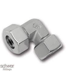 Raccordo a Squadra 90° inox 316Ti con ogiva inox , Intermedio , tubo 12 - PN315 - cod.SR-50612L   