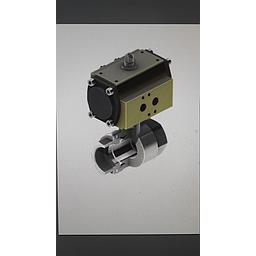 Valvola a sfera a 2Vie 3Pz - corpo inox Aisi 316 - Filettata FF Gas 3/4" - basetta ISO5211 - Completa di attuatore pneumatico a Doppio Effetto ATDA052 - Mod. PCSFDV_020_2_1_4_ATDA052  