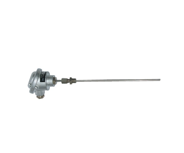 Termocoppia J - Con testa B , Senza Trasmettitore 4/20mA - Con Basetta a  2 morsetti , Con MGO da  4,5mm - Completa di Raccordo inox316 scorrevole da 1/2"g.m. - Stelo liscio inox316 senza attacco fisso , lunghezza 400 mm sotto testa - (Magni)  