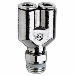 Raccordo Ottone - Super Rapido - Aria Compressa ad "Y" - Tubo 8 x 1/4" Gas Maschio x Tubo 8 - Mod. S6450 - CAM
