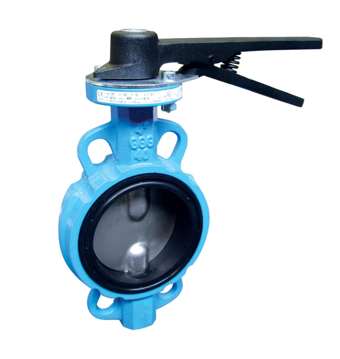 Valvola a Farfalla Sirca Mod. S301 - WAFER - Corpo in Ghisa Sferoidale, Disco Inox Aisi 316, Stelo Inox Aisi 416, Guarnizione in VITON, PN10/16 DN150 (leva non compresa)