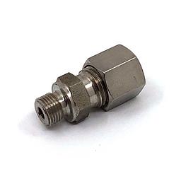 Raccordo diritto inox 316 con ogiva inox - attacco Gas Maschio Cilindrico  1/8" - tubo 06 - SR-5106L18