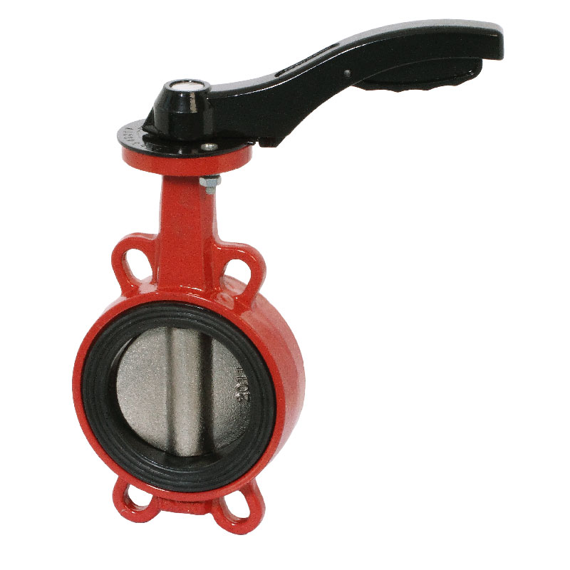 Valvola a farfalla tipo Wafer - PN16 DN100 - Figura EURO M135E/FI - Costruzione in ghisa sferoidale, EN-GJS-400-15, disco in acciaio inox AISI 316, sede in EPDM, comando manuale con Leva - Mival