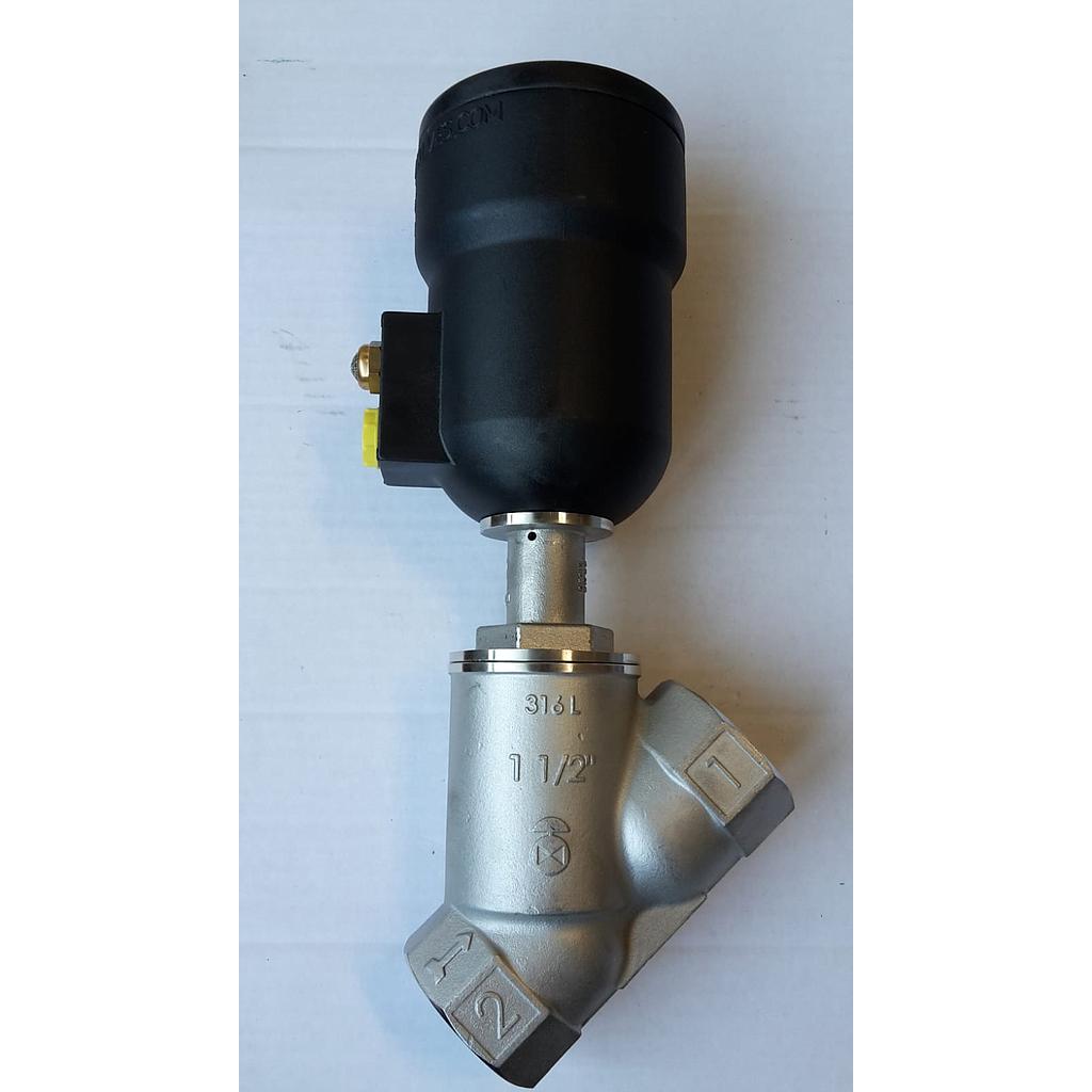 Valvola Pneumatica On-Off a flusso libero - Corpo microfuso inox aisi 316L PN25 - Filettato FF Gas - 1 1/2" - Testata Nylon T100 - N.C. - Press.diff.max 20 Bar - PCIPFM_040_3_1