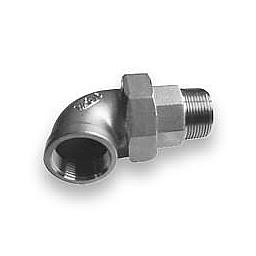 Bocchettone 90° Inox AISI 316 - Tenuta Conica - Filettato Gas Conico / Cilindrico - IMP - MF - 1 1/2"
