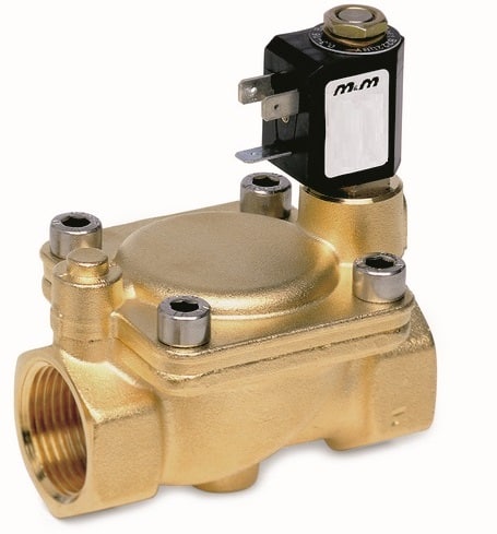 Elettrovalvola per Acqua , 2 vie , NC , (Solo) corpo  in Ottone , con Dispositivo Azionamento Manuale , interasse mm 96 , Membrana NBR , filettata FF  gas 1" - Press.lavoro 0,3 - 16 Bar - Cod.B222DBYM - Rotork M&amp;M