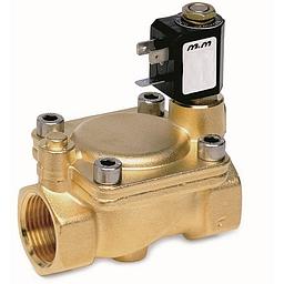 Elettrovalvola per Acqua , 2 vie , NC , (Solo) corpo  in Ottone , con Dispositivo Azionamento Manuale , interasse mm 96 , Membrana NBR , filettata FF  gas 1" - Press.lavoro 0,3 - 16 Bar - Cod.B222DBYM - Rotork M&M
