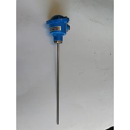 Termoresistenza PT100 3 Fili - Testa B con Trasmettitore 4 / 20 mA - Tarato 0/+150°C - Stelo Liscio Inox Aisi 316 - 6 x 200 mm - Senza Attacco - SPTCO620-150