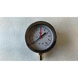 MANOMETRO A SECCO CON CASSA INOX - DN 100 - SCALA 0/10 bar  - CON LANCETTA ROSSA SUL QUADRANTE -  QUADRANTE IN ALLUMINIO FONDO BIANCO C/SCALA SERIGRAFATA IN NERO - INDICE  IN ALLUMINIO OSSIDATO NERO C/DISPOSITIVO DI AZZERAMENTO  -  CASSA E ANELLO A BAIONETTA  AISI 304  -  TRASPARENTE  VETRO sp. 3 mm  - GUARNIZIONE E TAPPO DI SICUREZZA NBR - ATTACCO  RADIALE  1/2"-M (ISO 228-1)  IN OTTONE NICHELATO - MOLLA BOURDON BRONZO FOSFOROSO CuSn8 - SALDATURE LEGA Sn - IP 55 (CEI EN 60529) - CLASSE 1 ( UNI EN 837.1) 	- ( Indice Rosso posizionato  a 5 Bar )
 