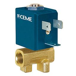 Elettrovalvola in Ottone ad  Azione Diretta 2/2-NC - f.f. gas 1/8" - tenuta  NBR - Passaggio int.2 mm - DP 0-7 Bar - Completa di Bobina 24VDC - Mod.5510NB2,0SA01 CEME