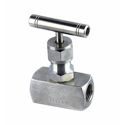 Valvola manuale a spillo, corpo da barra inox Aisi 316 - S3000Psi, attacchi filettati gas FF 1/4" - Movimento con barretta inox aisi 304