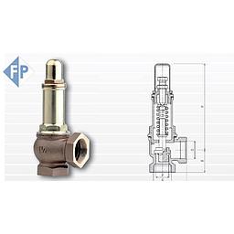 Valvola di Sicurezza a Squadra, corpo in bronzo, Tenuta METALLICA, taratura variabile (Direttiva 97/23/CE tabella 6), filettata FF gas 2" - Art. 080 - Campo Molla 0-5 Bar