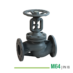 Valvola manuale DN150 PN16, corpo in Ghisa Sferoidale EN-GJS-400-18-LT-PN16, flusso avviato, tenuta su stelo a Soffietto, coperchio a vite esterna, tenuta su  Otturatore: Ptfe/Grafite. Fig.64/T - Mival     