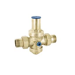 Riduttore Pressione Acqua a Pistone , in Ottone , Con Sistema di Compensazione - Attacchi con codoli  a 3 pz gas maschio da 1/2" - Pressione Max in Entrata: 25 Bar - Temperatura: Max 130° - Campo di regolazione 1 - 5,5 Bar - Pretarato a 3 Bar - Attacco  manometro ambo i lati 1/4" fem.gas - (No Manometro) - Cod. 0236.015
