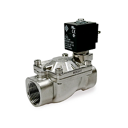 Elettrovalvola 2 vie N.C. per vapore, corpo Inox 316, Membrana in Teflon, attacchi filettati femmina 1", pressione di lavoro 0,3-8 bar, 180 °C - Marca ODE, mod. 21X4KT250