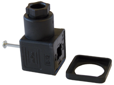 P990305 Connettore Quadr. PG9/PG11 approvazione VDE (2 poli + terra), AC Max 250 VDC, Max 300V (30 mm DIN43650 forma A)
