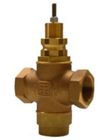 Valvola a globo 3 vie, attacchi 2" G, PN16, Kv 40, corpo e sede in bronzo, stelo in acciaio inox, otturatore 0T58 con tenuta in EPDM, premistoppa ad anelli a V autoregolanti in EPDM - cod. V3GB-50
