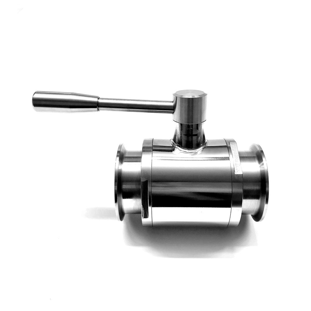 Valvola a sfera monoblocco lucida "Classic" + Leva, attacchi Clamp/Clamp BS 1/2" x Diam. 25,2 mm, inox aisi 316L
