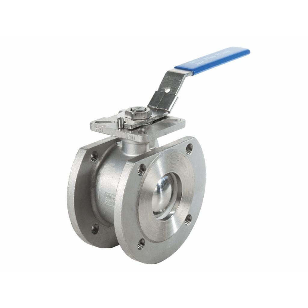 Valvola sfera Wafer , PN40 DN25 a passaggio corpo e sfera inox304 , tenuta in Teflon Bianco , leva manuale con slitta , mod.V1FP