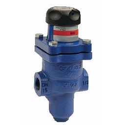 Valvola di riduzione autoazionata - Mod. BDV25 - Corpo ghisa sferoidale PN25 - Max 19 Bar/210°C - Campo regolaz. 3,5-8,6 Bar(Molla Arancione) - Attacchi f.f. gas 1/2" - L=83 mm - Cod.703750100080 