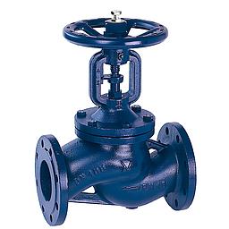 Valvola manuale DN50 PN16, corpo in ghisa grigia EN-GJL-250, flusso avviato, tenuta stelo a soffietto, coperchio a vite esterna, tenuta otturatore: metallica. Fig.61 - Mival