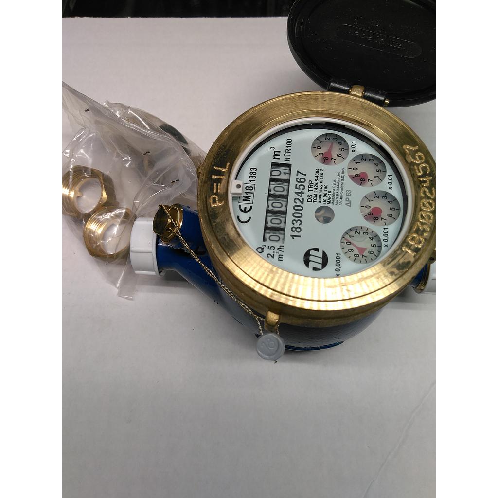 Contalitri a getto multiplo DS TRP - 1/2&#34; + reed K=1 cavo 1 mt. + kit raccordi - Q3=1,5MC/H - MID 