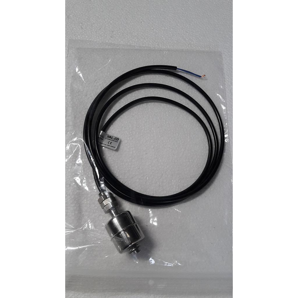 Controllo di livello cilindrico , diam. 30mm - Contatti N. 1 Unità standard Mod. S1.S29.3.0050.S.I06GS.C1L.D.I2.25 Galleggiante tipo S29 , asta e attacco 1/8" gas m. AISI-316 Max pressione di lavoro 30 bar - 105 °C Lunghezza totale L0 = 50 mm. Quota di intervento in mm. e situazione contatto in assenza di livello: L1 = 25 = NC Carico elettrico max: Contatto tipo 3 = 300Vca/70VA/0,5A - 350Vcc/50W/0,7A - Cavo PVC 1,5 mt. - IP65 - cod. 00.0002.2282.3 (ex830004) - Val.Co