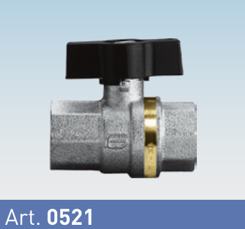 Valvola sfera Ottone Cromato, con Farfalla , serie Standard x Acqua-Aria, -15 / +120°C - PN63, mod. 0521-Galaxy FF 1/4"   