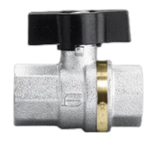 Valvola a Sfera Monoblocco - Mod. GALAXY - Corpo in Ottone Cromato - Serie Standard - Con Farfalla - Temperatura di Lavoro -15 / +120 °C - Filettata FF Gas - PN63 3/8"