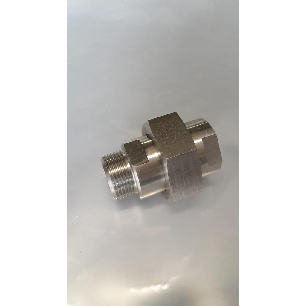 Bocchettone inox Aisi 316 - Tenuta Conica - Filettato gas cilindrico MF 1&#34;- ITA