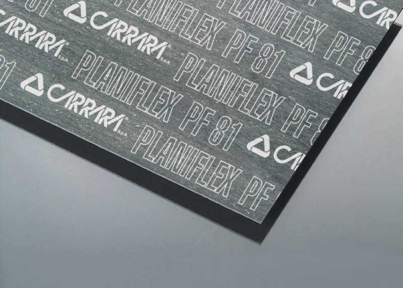 Lastra esente amianto Planiflex PF81R - Sp. 2,0 mm - Fibre di Aramide,(Kevlar) , grafite lamellare , NBR - RINFORZATA con Filo di  acciaio inox -  Ottime proprietà termiche e chimiche, resistenza al vapore, oli , gas, carburanti, agenti alcalini e acidi deboli. Dimensione lastra : mm 1500 x 1500 (Peso Teorico: 9,45 Kg. +/- 10%)