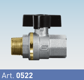 Valvola sfera Ottone Cromato, con Farfalla , serie Standard x Acqua-Aria, -15 / +120°C - PN63, mod. 0522-Galaxy MF 1/4&#34;    