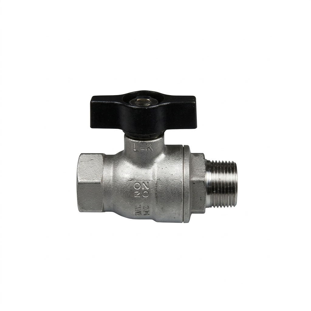 Valvola a Sfera Monoblocco - Mod. ALBA - Corpo in Inox AISI 316 - Con Farfalla - Temperatura di Lavoro -20 / +150 °C - Filettata MF Gas - PN100 3/4"