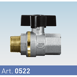 Valvola sfera Ottone Cromato, con Farfalla , serie Standard x Acqua-Aria, -15 / +120°C - PN63, mod. 0522-Galaxy MF 1/2"    