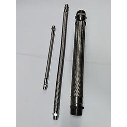 Tubo flessibile - treccia esterna in aisi 304 - soffietto interno inox aisi 316 - attacchi alle estremità maschio fisso ambo i lati - inox 316 - 1" - Lunghezza 800 mm 