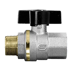 Valvola a Sfera Monoblocco - Mod. GALAXY - Corpo in Ottone Cromato - Serie Standard - Con Farfalla - Temperatura di Lavoro -15 / +120 °C - Filettata MF Gas - PN63 3/4"