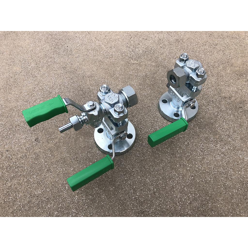 Rubinetto P/livello in acciaio carbonio A105 , Zincato - Flangiato PN40 DN20 - Inferiore + Rubinetto di scarico - DS