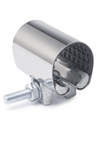 Collare di riparazione inox 304 - 1/2" - Guarnizione interna in gomma NBR (-30+70°C) - a 1 Tirante in acciaio 8.8 zincato