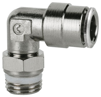 Raccordo Ottone - Rapido Sprint Girevole - per Aria Compressa ad Angolo 90° - Filettato Gas Maschio Conico - 1/4 x 10 - Mod. S6520 - CAM