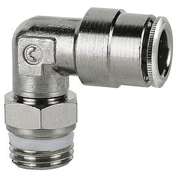 Raccordo Ottone - Rapido Sprint Girevole - per Aria Compressa ad Angolo 90° - Filettato Gas Maschio Conico - 1/4 x 10 - Mod. S6520 - CAM