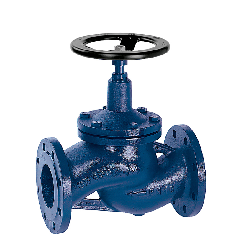 Valvola manuale DN40 PN16, corpo in ghisa grigia EN-GJL-250, flusso avviato, tenuta stelo a soffietto, coperchio a vite interna, tenuta otturatore: Ptfe/Grafite. Fig.51-T - Mival