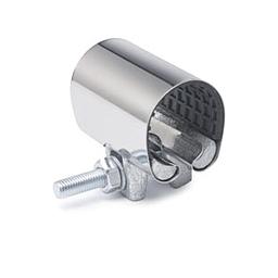 Collare di riparazione inox 304 - 1 1/2" - Guarnizione interna in gomma NBR (-30+70°C) - a 1 Tirante in acciaio 8.8 zincato
