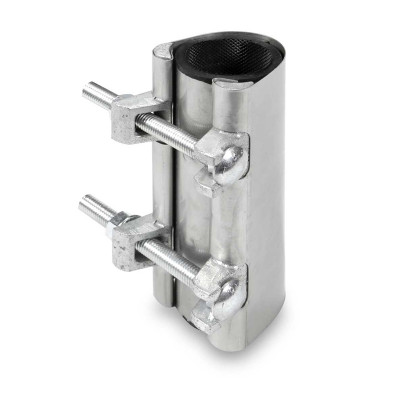 Collare di riparazione inox 304 - 3&#34; - Guarnizione interna in gomma NBR (-30+70°C) - a 2 Tiranti in acciaio 8.8 zincato